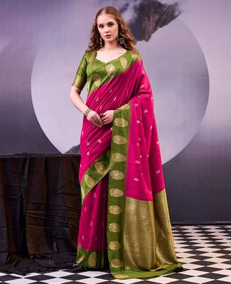  poly cotton saree with rich zari detailing 1