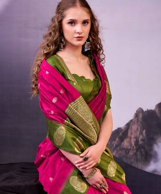  poly cotton saree with rich zari detailing 2