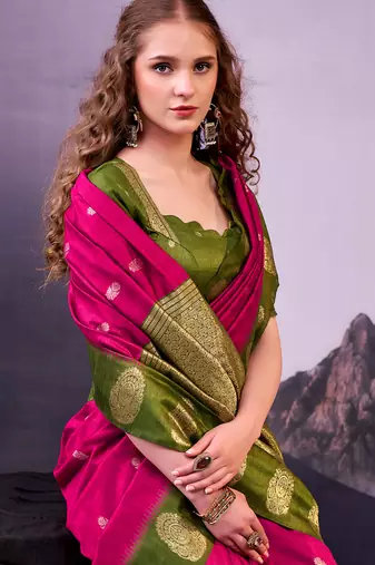  poly cotton saree with rich zari detailing