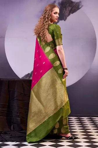  poly cotton saree with rich zari detailing