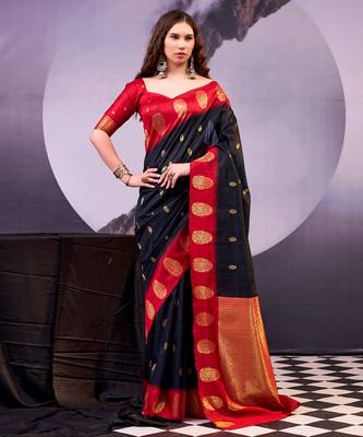  poly cotton saree with rich zari detailing 1