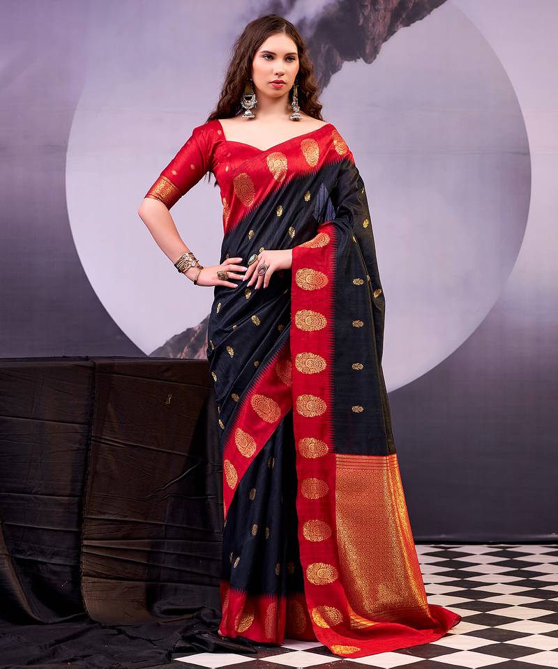  poly cotton saree with rich zari detailing