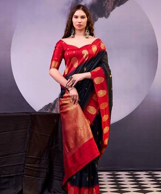  poly cotton saree with rich zari detailing 2