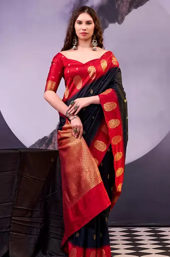  poly cotton saree with rich zari detailing