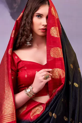  poly cotton saree with rich zari detailing