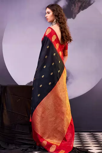  poly cotton saree with rich zari detailing