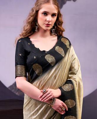  poly cotton saree with rich zari detailing 2