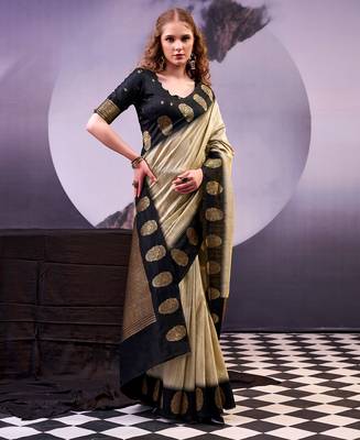  poly cotton saree with rich zari detailing 4