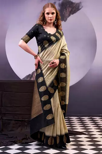  poly cotton saree with rich zari detailing