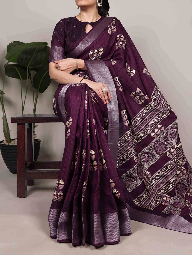  banarasi saree with silver zari work & blouse piece