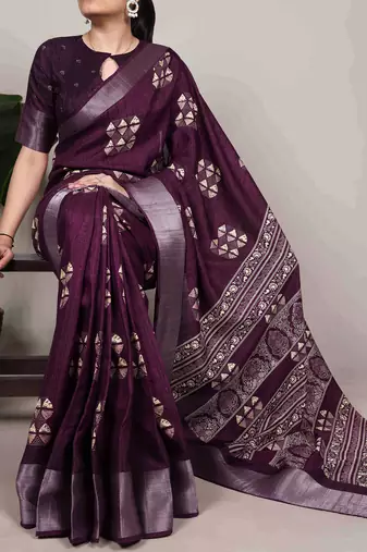  banarasi saree with silver zari work & blouse piece