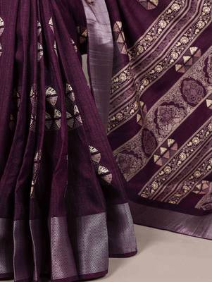  banarasi saree with silver zari work & blouse piece 4