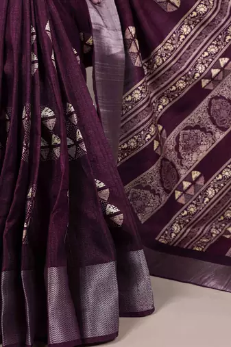  banarasi saree with silver zari work & blouse piece