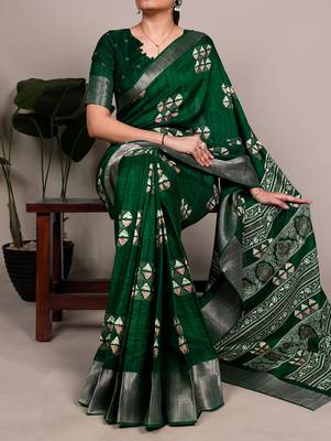  banarasi saree with silver zari work & blouse piece 1