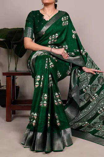  banarasi saree with silver zari work & blouse piece