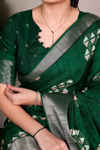  banarasi saree with silver zari work & blouse piece