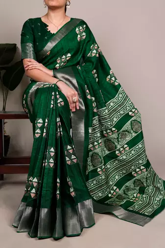  banarasi saree with silver zari work & blouse piece