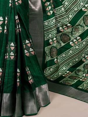  banarasi saree with silver zari work & blouse piece 4
