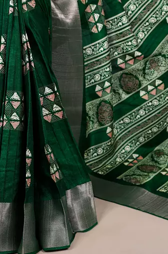  banarasi saree with silver zari work & blouse piece