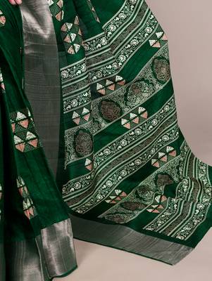  banarasi saree with silver zari work & blouse piece 5