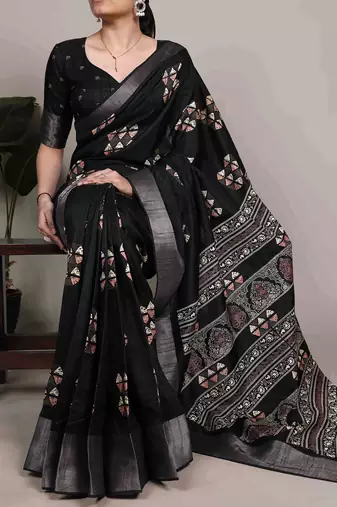  banarasi saree with silver zari work & blouse piece