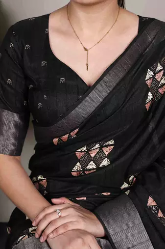  banarasi saree with silver zari work & blouse piece