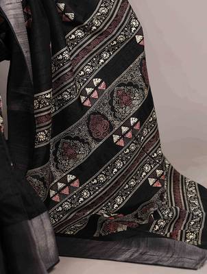  banarasi saree with silver zari work & blouse piece 4