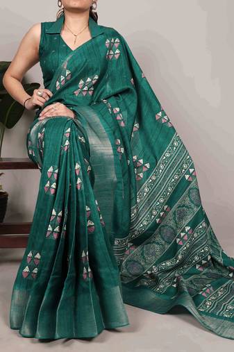  banarasi saree with silver zari work & blouse piece