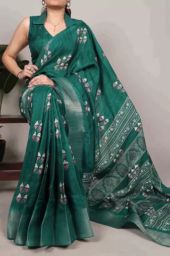  banarasi saree with silver zari work & blouse piece