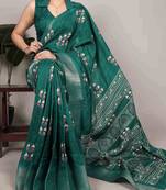  banarasi saree with silver zari work & blouse piece