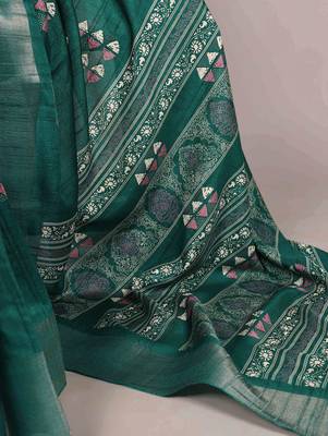  banarasi saree with silver zari work & blouse piece 4