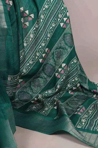  banarasi saree with silver zari work & blouse piece