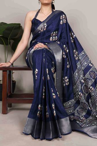  banarasi saree with silver zari work & blouse piece