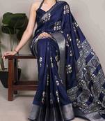  banarasi saree with silver zari work & blouse piece