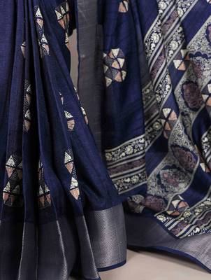  banarasi saree with silver zari work & blouse piece 4