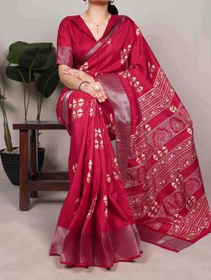  banarasi saree with silver zari work & blouse piece 3