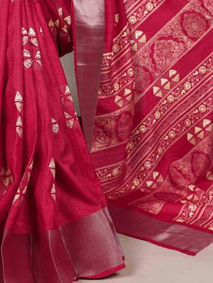  banarasi saree with silver zari work & blouse piece 4