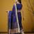 Blue with multicolor accents  woven zari small buti & floral border work  silk blend
