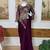 Dark Plum Color Embroidered,Thread & Beads Work Work Faux Georgette Ready To Wear Saree