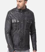 Qawach men's  genuine  leather jacket stylish vintage black