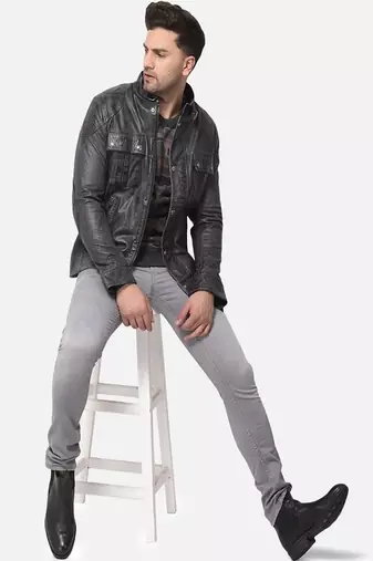 men's black premium lambskin leather jacket vintage inspired look premium