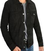 Qawach men's  genuine suede  leather jacket stylish vintage black