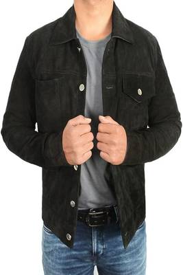 men's black premium suede leather jacket vintage inspired look 2