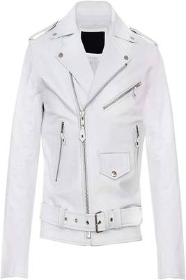 men's white lambskin leather biker jacket vintage inspired look 1