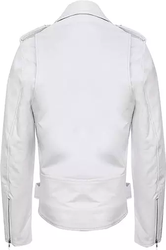 men's white lambskin leather biker jacket vintage inspired look