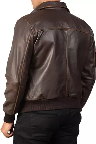 men's brown lambskin leather bomber jacket vintage inspired look