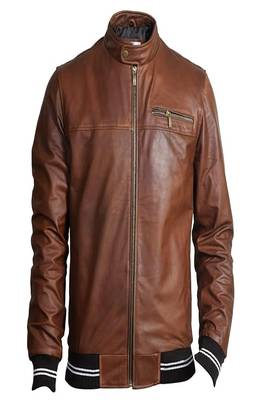 men's brown lambskin leather bomber jacket vintage inspired look premium 1