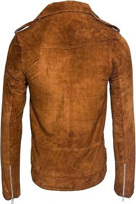 men's brown suede leather biker jacket vintage inspired look 2