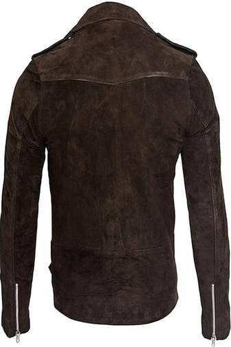 men's dark brown suede leather biker jacket vintage inspired look