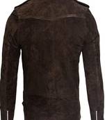 men's dark brown suede leather biker jacket vintage inspired look